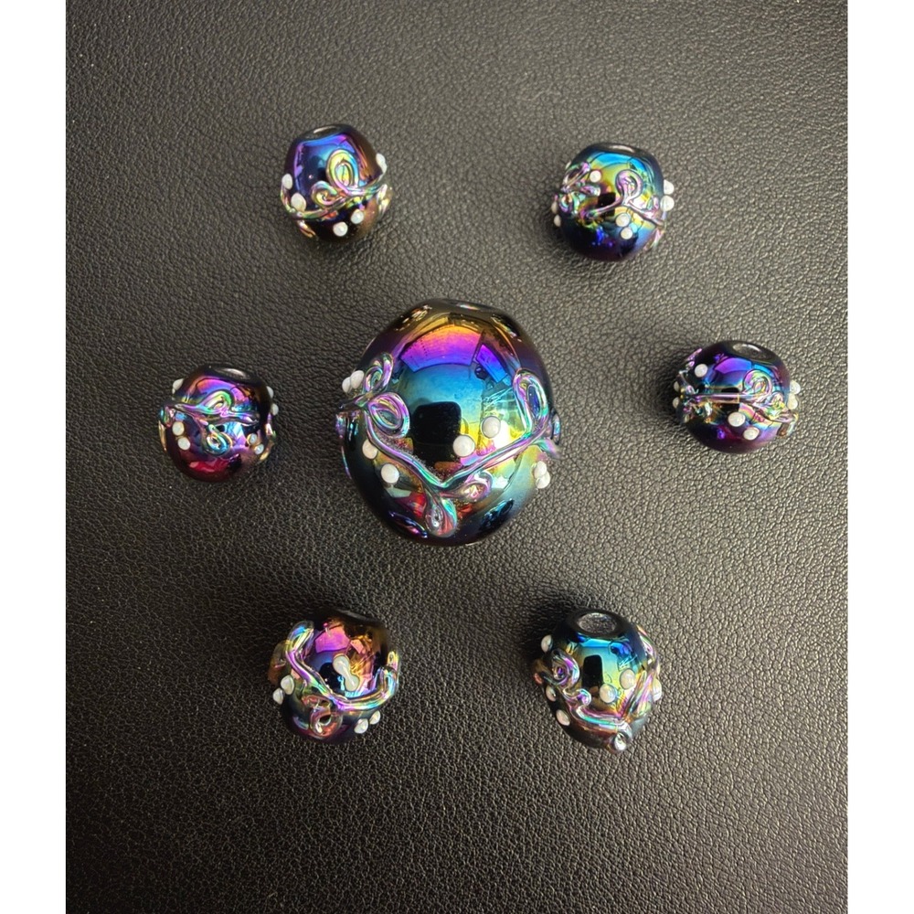 Stuart Abelman Art Glass Bead Lot Oil Slick Iridescent 2017